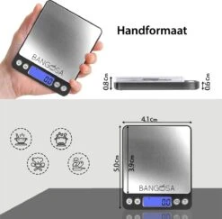 Bangosa® Professionele Digitale Precisie Weegschaal 2kg X 0.1 Gram/2000g - Keuken Weegschaal - Zakweegschaal -Merkloos Verkoopwinkel 1200x1182 3