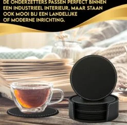 Vaja Trends Luxe Leren Onderzetters Voor Glazen - Met Houder - Set Van 10 - Zwart - Waterafstotend En Hittebestendig -Merkloos Verkoopwinkel 1200x1184 12