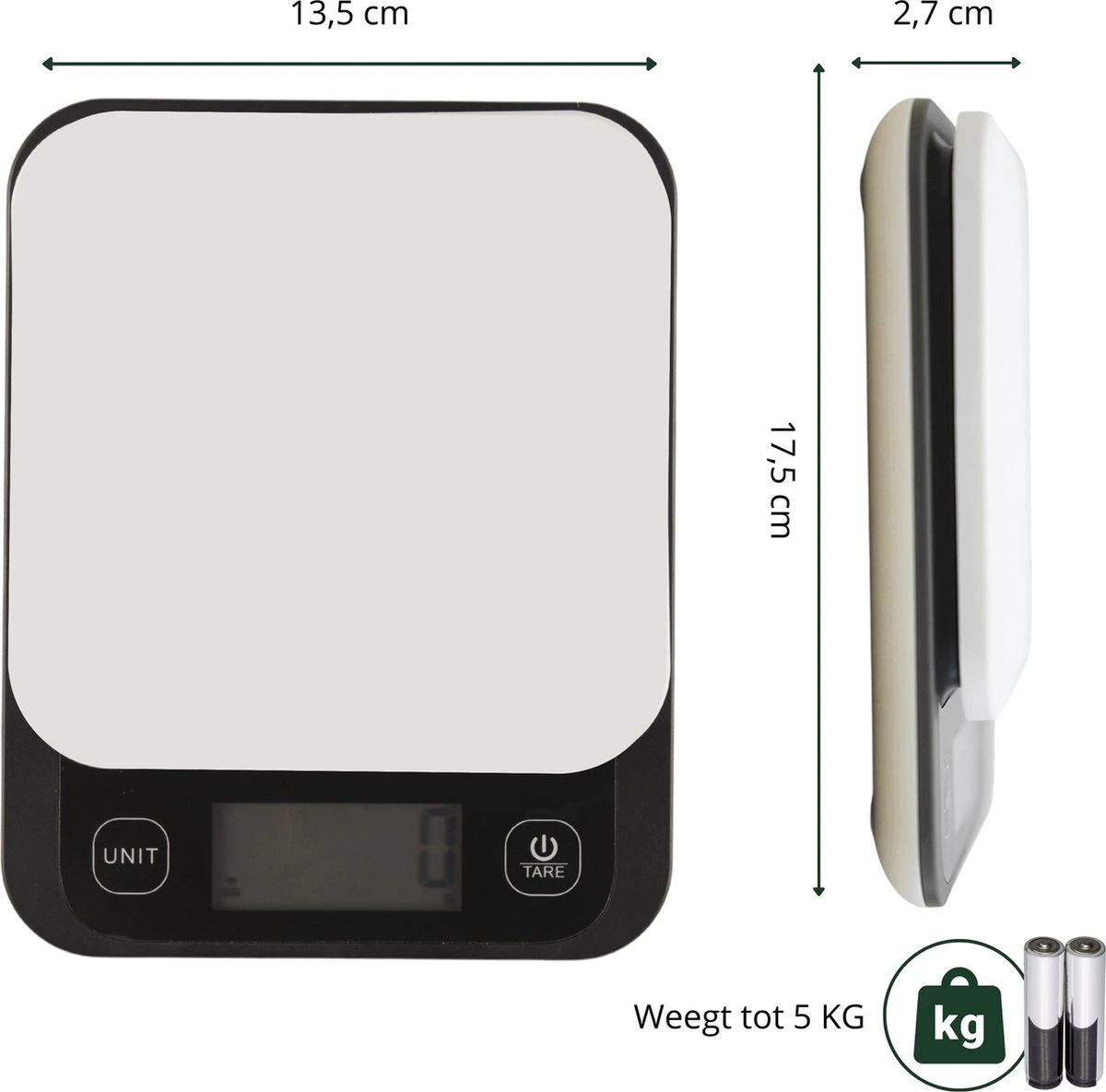 Keukenweegschaal Digitaal - Precisie Keuken Weegschaal - Tot 5 KG 2 Keukenweegschaal Digitaal - Precisie Keuken Weegschaal - Tot 5 KG - Afbeelding 2