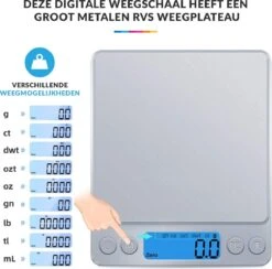 Keukenweegschaal Digitaal Met Kom - Precisie Weegschaal RVS - 2000g X 0.1g 9 Keukenweegschaal Digitaal Met Kom - Precisie Weegschaal RVS - 2000g X 0.1g -Merkloos Verkoopwinkel 1200x1185 3