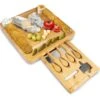 KitchenBrothers Borrelplank - Tapasplank - Uitschuifbaar - Complete Set Met Messen - Bamboe