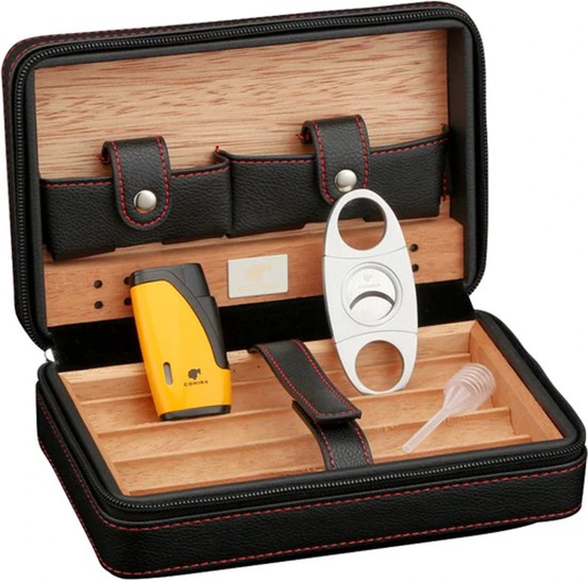 Luxe Humidor Sigaren Set - Sigarendoos Leer Zwart - Sigarenkoker - Cabinet - Reis - Cadeauset - Incl. Accessoires 1 Luxe Humidor Sigaren Set - Sigarendoos Leer Zwart - Sigarenkoker - Cabinet - Reis - Cadeauset - Incl. Accessoires