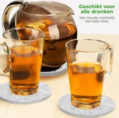 Soothe Onderzetters Voor Glazen - Vilt 10 Stuks – Lichtgrijs – Onderzetters Met Houder – Handgemaakt - Hittebestendig, Absorberend En Duurzaam -Merkloos Verkoopwinkel 1200x1187 10
