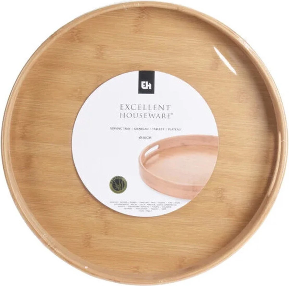 Merkloos Ronde Bamboe Houten Dienblad Met Handvaten 40 Cm - Serveerblad 3 Merkloos Ronde Bamboe Houten Dienblad Met Handvaten 40 Cm - Serveerblad - Afbeelding 3