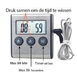 Boticz - 2-in-1 Magnetische Digitale Kern Thermometer Met Keuken Timer Alarm - Magnetische Vloeistof/Vlees Temperatuurmeter Met Meetsonde Draad & Kook Timer - 0-250 Graden Celcius - Inclusief Gratis Batterijen -Merkloos Verkoopwinkel 1200x1188 2