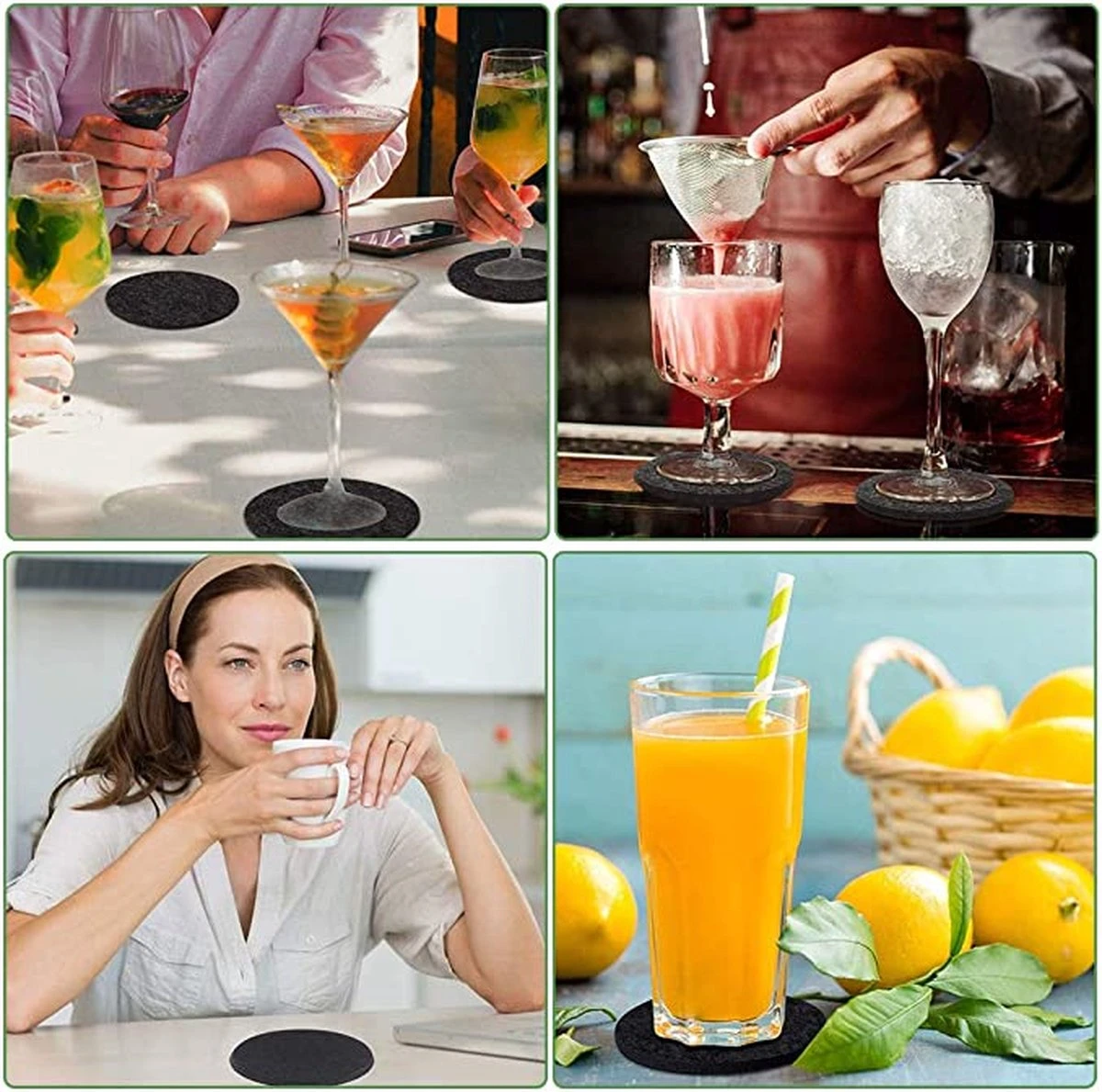 IBright Vilt Onderzetters Voor Glazen - 12 Stuks – Donkergrijs – Vilten Onderzetters Met Houder - Hittebestendig - Absorberend En Duurzaam 8 IBright Vilt Onderzetters Voor Glazen - 12 Stuks – Donkergrijs – Vilten Onderzetters Met Houder - Hittebestendig - Absorberend En Duurzaam - Afbeelding 8