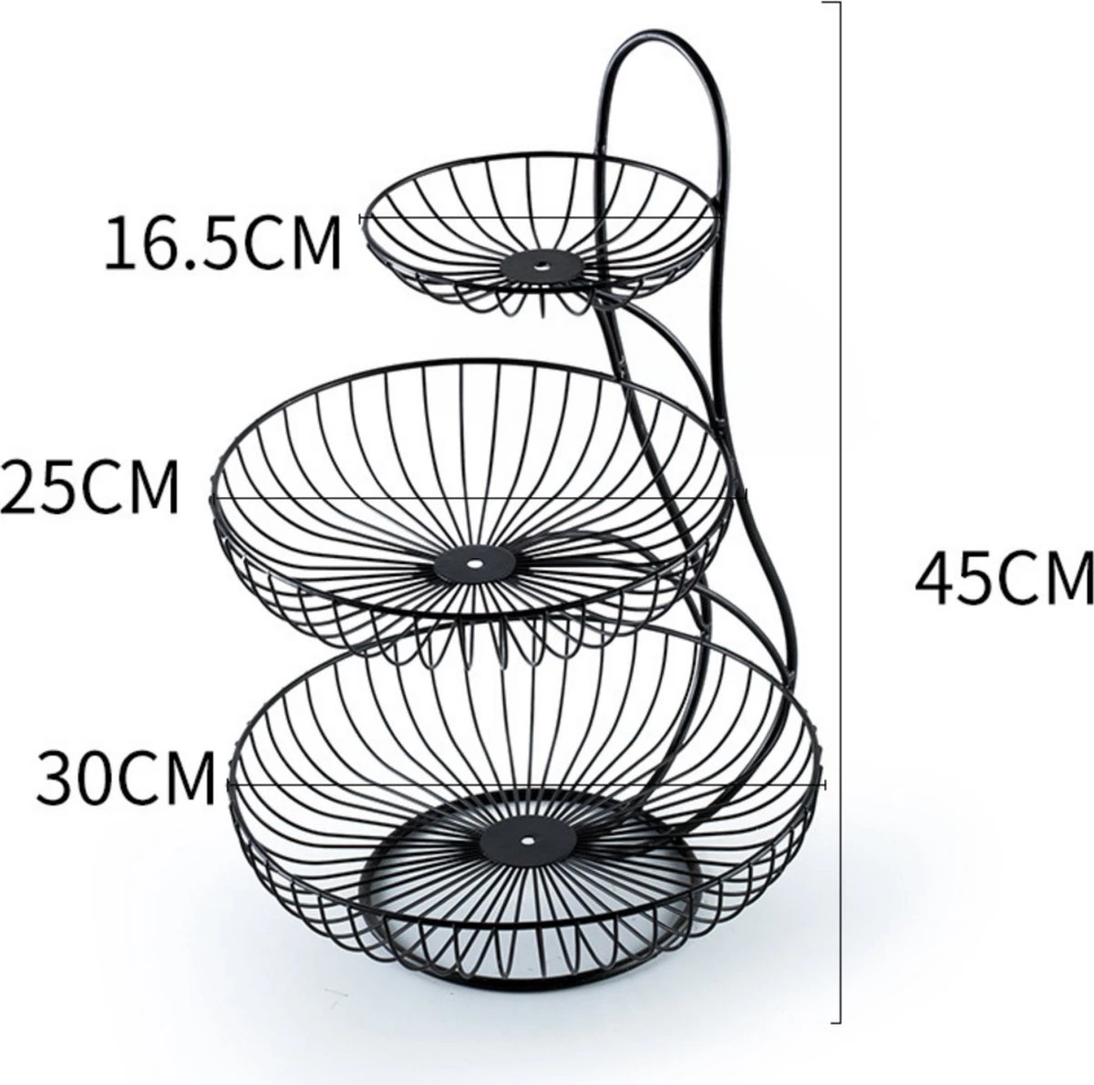 YNONA Fruitschaal - 3 Laags - Zwart - Fruitmand - Fruitmand Metaal - Etagère - Decoratie Schaal 11 YNONA Fruitschaal - 3 Laags - Zwart - Fruitmand - Fruitmand Metaal - Etagère - Decoratie Schaal - Afbeelding 11
