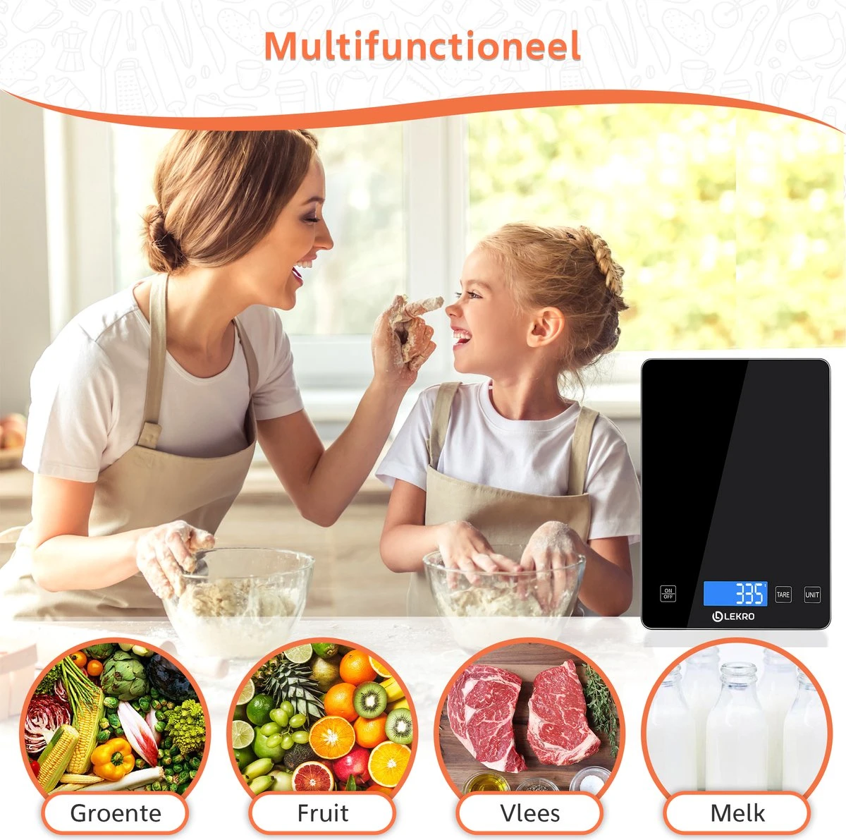 Lekro Digitale Precisie Keukenweegschaal – Weegschaal Keuken - 1gr-15kg – Tarra Functie - Zwart 7 Lekro Digitale Precisie Keukenweegschaal – Weegschaal Keuken - 1gr-15kg – Tarra Functie - Zwart - Afbeelding 7