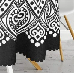 Tafelkleed Rond Ø140cm - De Groen Home - Bedrukt Velvet Textiel - Witte Mandala Op Zwart - Tafelkleed -Merkloos Verkoopwinkel 1200x1191 17