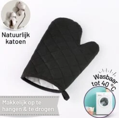 TAVAS Mooi Zwart Ovenwanten 2 Stuks Hittebestendige Ovenhandschoen Katoen, Thermolite Tot 220°C -Merkloos Verkoopwinkel 1200x1191 8