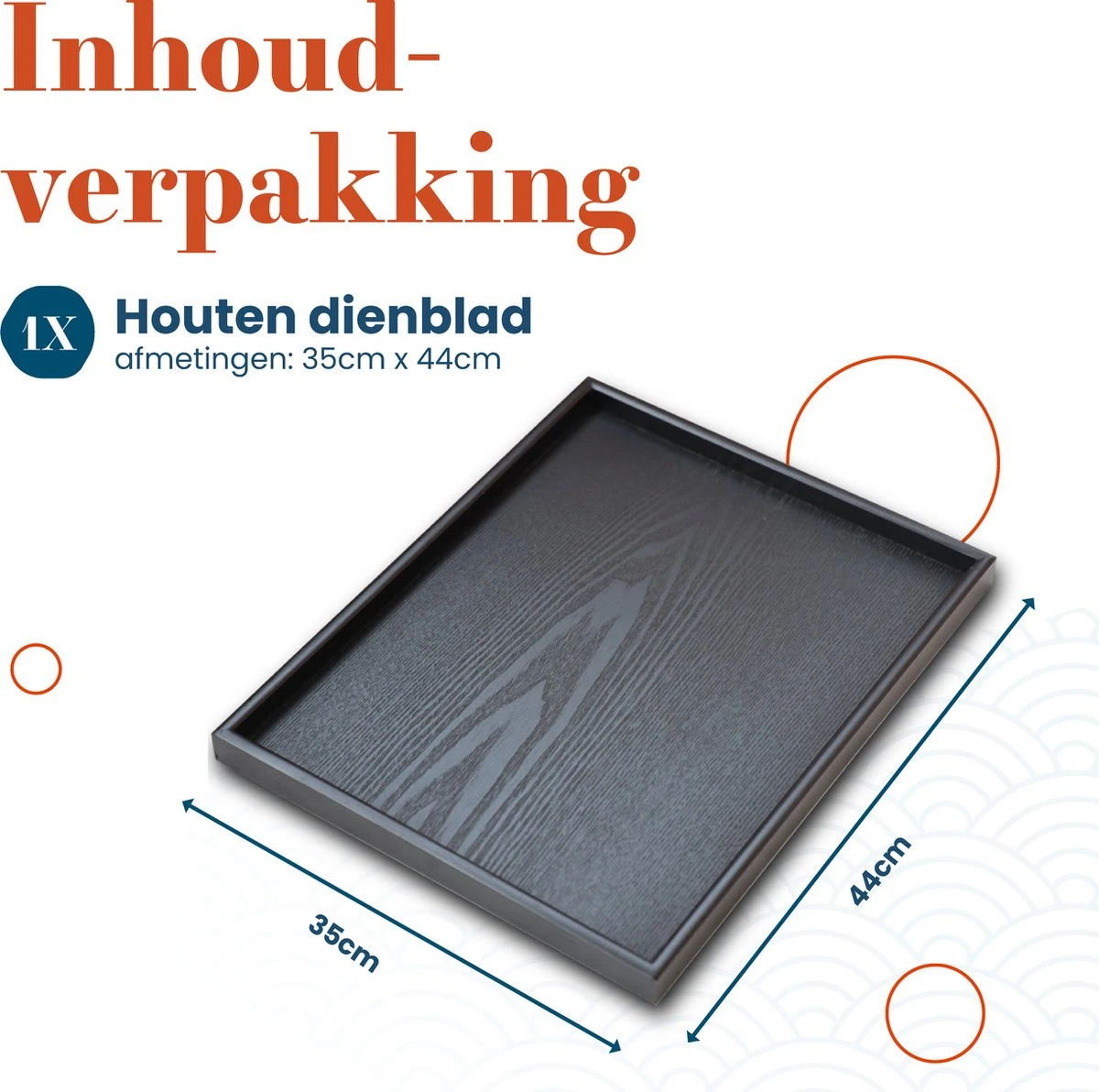 MIRO Houten Dienblad Rechthoekig - Decoratieve Dienbladen - Serveerblad - Sierblad - 35 X 44 CM - Zwart 3 MIRO Houten Dienblad Rechthoekig - Decoratieve Dienbladen - Serveerblad - Sierblad - 35 X 44 CM - Zwart - Afbeelding 3