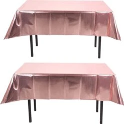 Partizzle 2x Rose Goud Plastic Wegwerp Tafelkleed Set - Verjaardag Bruiloft Sweet 16 Versiering - Feest Decoratie - 274 X 137 Cm -Merkloos Verkoopwinkel 1200x1193 11