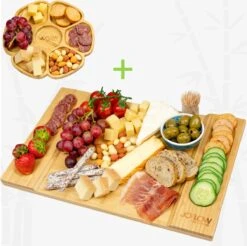 JoFlow® Premium Borrelplank Of Tapasplank Bamboe Hout | Kaasplank Of Serveerplank| INCL. EXTRA Tapas Schaaltje