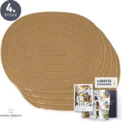 Placemats Van Sophie Nordinn® - Placemat Abisko (Jute) - Set (4 Stuks) Van Katoen - 43 Cm X 34 Cm
