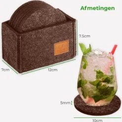 Soothe Onderzetters Voor Glazen - Vilt 10 Stuks – Bruin – Onderzetters Met Houder – Handgemaakt - Hittebestendig, Absorberend En Duurzaam -Merkloos Verkoopwinkel 1200x1194 13