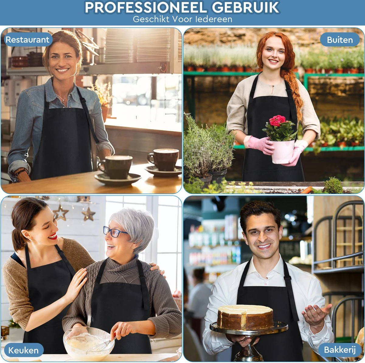 Keukenschort - Zwart - Kookschort - Schort - Restaurant - Met 2 Zakken En Verstelbaar Koord - Voor Mannen En Vrouwen - BBQ - Waterbestendig - Multifunctioneel 5 Keukenschort - Zwart - Kookschort - Schort - Restaurant - Met 2 Zakken En Verstelbaar Koord - Voor Mannen En Vrouwen - BBQ - Waterbestendig - Multifunctioneel - Afbeelding 5