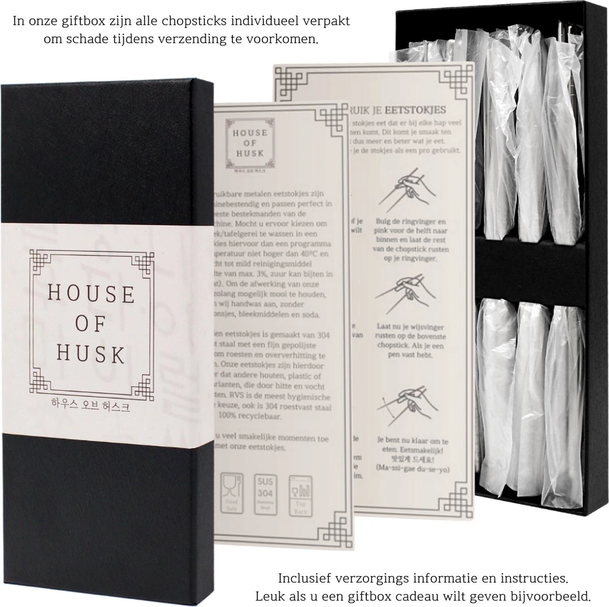 House Of Husk Chopsticks Set - Koreaanse Eetstokjes - Vaatwasserbestendig - RVS - 5 Paar - Zwart 8 House Of Husk Chopsticks Set - Koreaanse Eetstokjes - Vaatwasserbestendig - RVS - 5 Paar - Zwart - Afbeelding 8