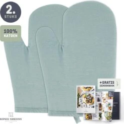 Ovenwanten Van Sophie Nordinn® - Ovenhandschoenen Nora (Mintgroen) - Ovenwanten 2 Stuks - Ovenwant Katoen