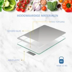 Hermanos® Digitale Precisie Keukenweegschaal - Weegschaal Keuken - 1 Gr Tot 15 Kg - Tarra Functie - Bluetooth Met Voedingsapp - Incl. Batterijen - RVS -Merkloos Verkoopwinkel 1200x1196 13