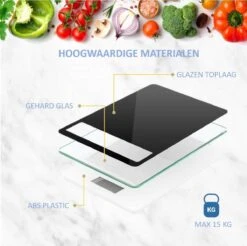 Hermanos® Digitale Precisie Keukenweegschaal - Weegschaal Keuken - 1 Gr Tot 15 Kg - Tarra Functie - Bluetooth Met Voedingsapp - Incl. Batterijen - Zwart 16 Hermanos® Digitale Precisie Keukenweegschaal - Weegschaal Keuken - 1 Gr Tot 15 Kg - Tarra Functie - Bluetooth Met Voedingsapp - Incl. Batterijen - Zwart -Merkloos Verkoopwinkel 1200x1196 14