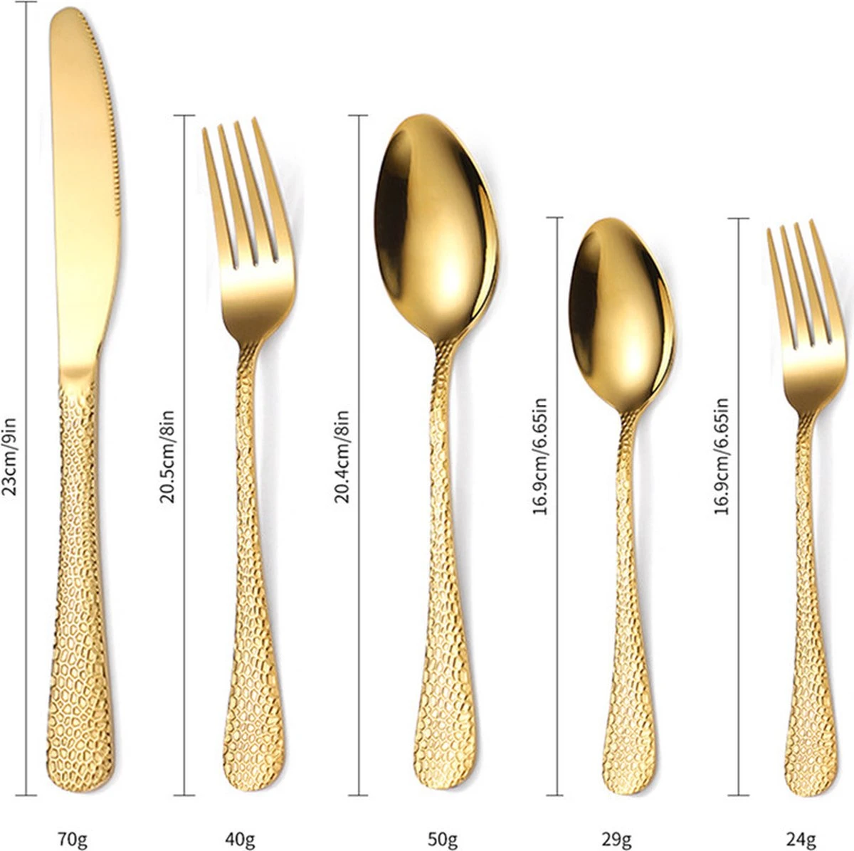 40-delige RVS Snakeskin Bestekset- Geschikt Voor8-personen -trendy Design-goud 6 40-delige RVS Snakeskin Bestekset- Geschikt Voor8-personen -trendy Design-goud - Afbeelding 6