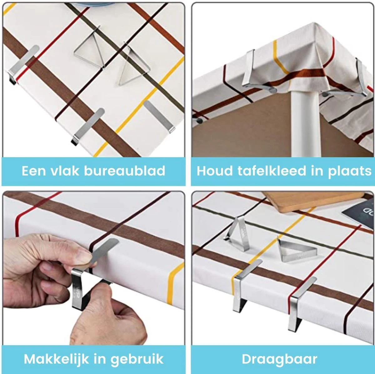 Promida 10 Tafelkleedklemmen – Stevige Tafelklemmen Voor Tafellaken - Tafelkleed Gewichtjes – RVS 4 Promida 10 Tafelkleedklemmen – Stevige Tafelklemmen Voor Tafellaken - Tafelkleed Gewichtjes – RVS - Afbeelding 4
