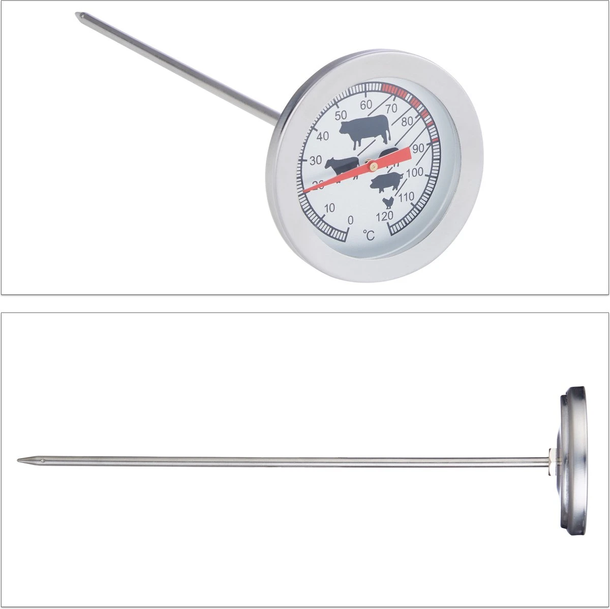 Relaxdays Vleesthermometer Analoog - Bbq Thermometer Rvs - Braadthermometer 20 Cm Barbecue 9 Relaxdays Vleesthermometer Analoog - Bbq Thermometer Rvs - Braadthermometer 20 Cm Barbecue - Afbeelding 9
