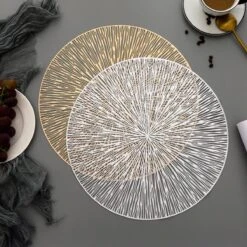Merkloos Gouden- Placemats - Rond - 38 Cm - 4 Stuks - Onderlegger - Hitte Bestendig - Goud - Luxe Uitstraling - Open Gewerkt -Merkloos Verkoopwinkel 1200x1198 76
