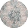 Merkloos Rond Tafelzeil - Ø 140 Cm - Tropische Bladeren - Grijsblauw