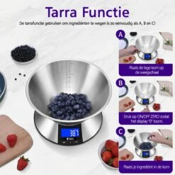 SWILIX ® Precisie Keukenweegschaal - 1gr Tot 5 Kg - Inclusief Mengcom - Met Tarra Functie - Inclusief Batterijen - RVS -Merkloos Verkoopwinkel 1200x1200 1054