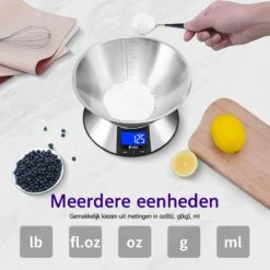 SWILIX ® Precisie Keukenweegschaal - 1gr Tot 5 Kg - Inclusief Mengcom - Met Tarra Functie - Inclusief Batterijen - RVS -Merkloos Verkoopwinkel 1200x1200 1055