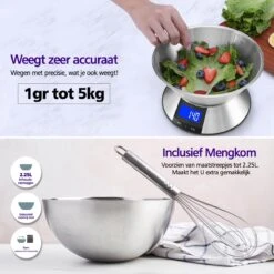 SWILIX ® Precisie Keukenweegschaal - 1gr Tot 5 Kg - Inclusief Mengcom - Met Tarra Functie - Inclusief Batterijen - RVS -Merkloos Verkoopwinkel 1200x1200 1056
