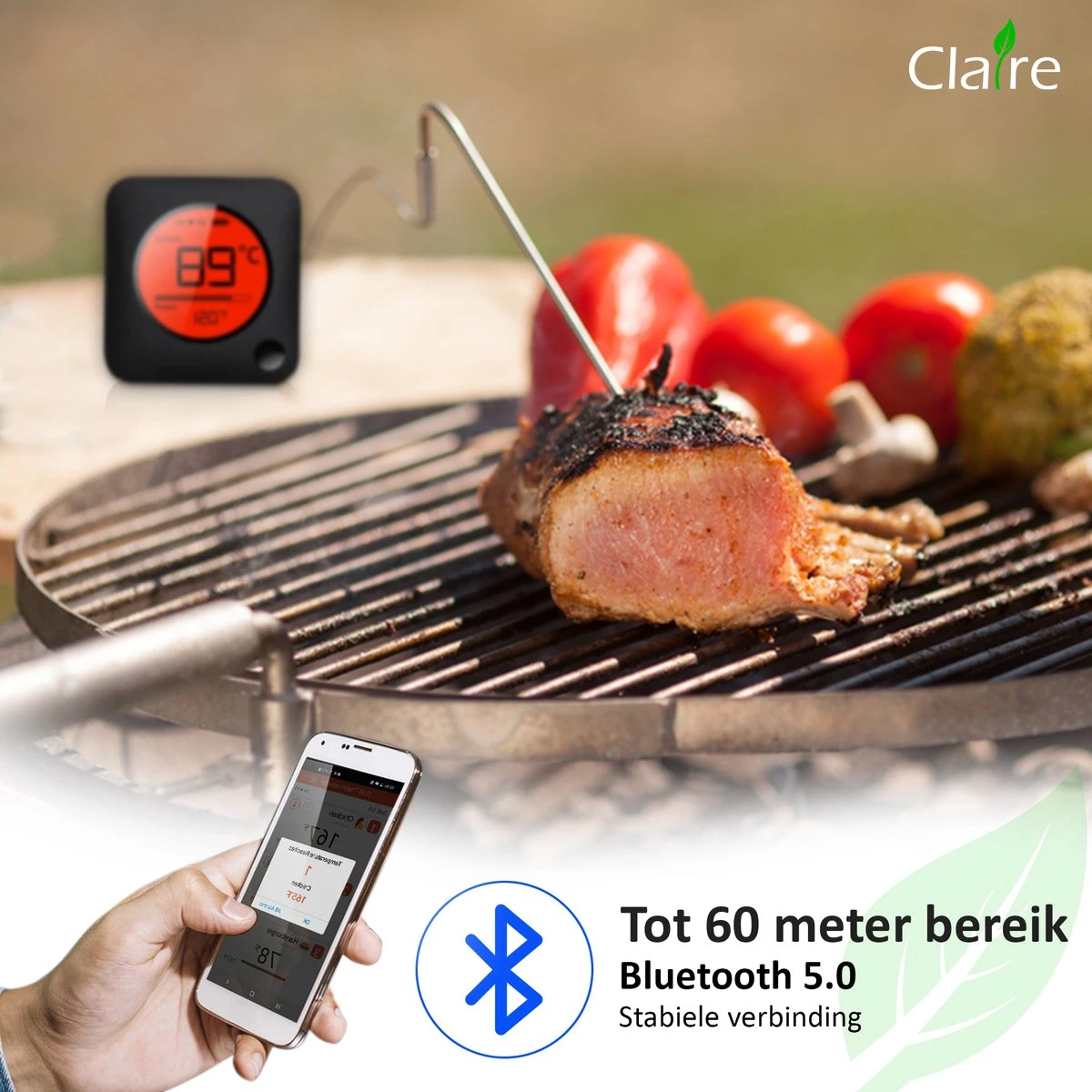 Claire BF-5 BBQ Thermometer - Vleesthermometer - Oventhermometer - Draadloos Met App - Incl. Batterijen En 4 Meetsondes 3 Claire BF-5 BBQ Thermometer - Vleesthermometer - Oventhermometer - Draadloos Met App - Incl. Batterijen En 4 Meetsondes - Afbeelding 3