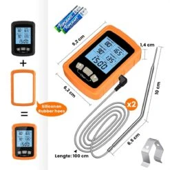 Vleesthermometer Dubbele Sonde - BBQ Thermometer Oranje Met Timer - Kernthermometer - Suikerthermometer - Kookthermometer -Merkloos Verkoopwinkel 1200x1200 1068