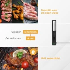 Nuvance - Vleesthermometer Draadloos Met App - BBQ Thermometer Met Bluetooth - Meater - Oventhermometer - BBQ Accesoires - RVS -Merkloos Verkoopwinkel 1200x1200 1089