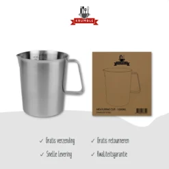 Krumble Maatbeker Met Schenktuit - Maatbekers - Meetbeker Voor Koken En Bakken - Maatkan - Kookgerei - Mengbeker - Blender Beker - RVS - 1 Liter - 12 X 15 X 13 Cm (Ixbxh) - Zilver -Merkloos Verkoopwinkel 1200x1200 1098