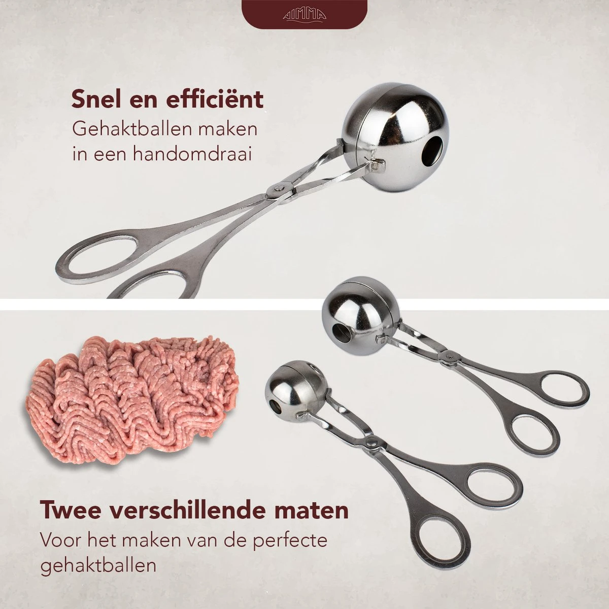 Nimma® Gehaktballen Maker - Set Van 2 - Groot En Klein - Gehaktballen Maker Tang / Lepel - RVS 2 Nimma® Gehaktballen Maker - Set Van 2 - Groot En Klein - Gehaktballen Maker Tang / Lepel - RVS - Afbeelding 2