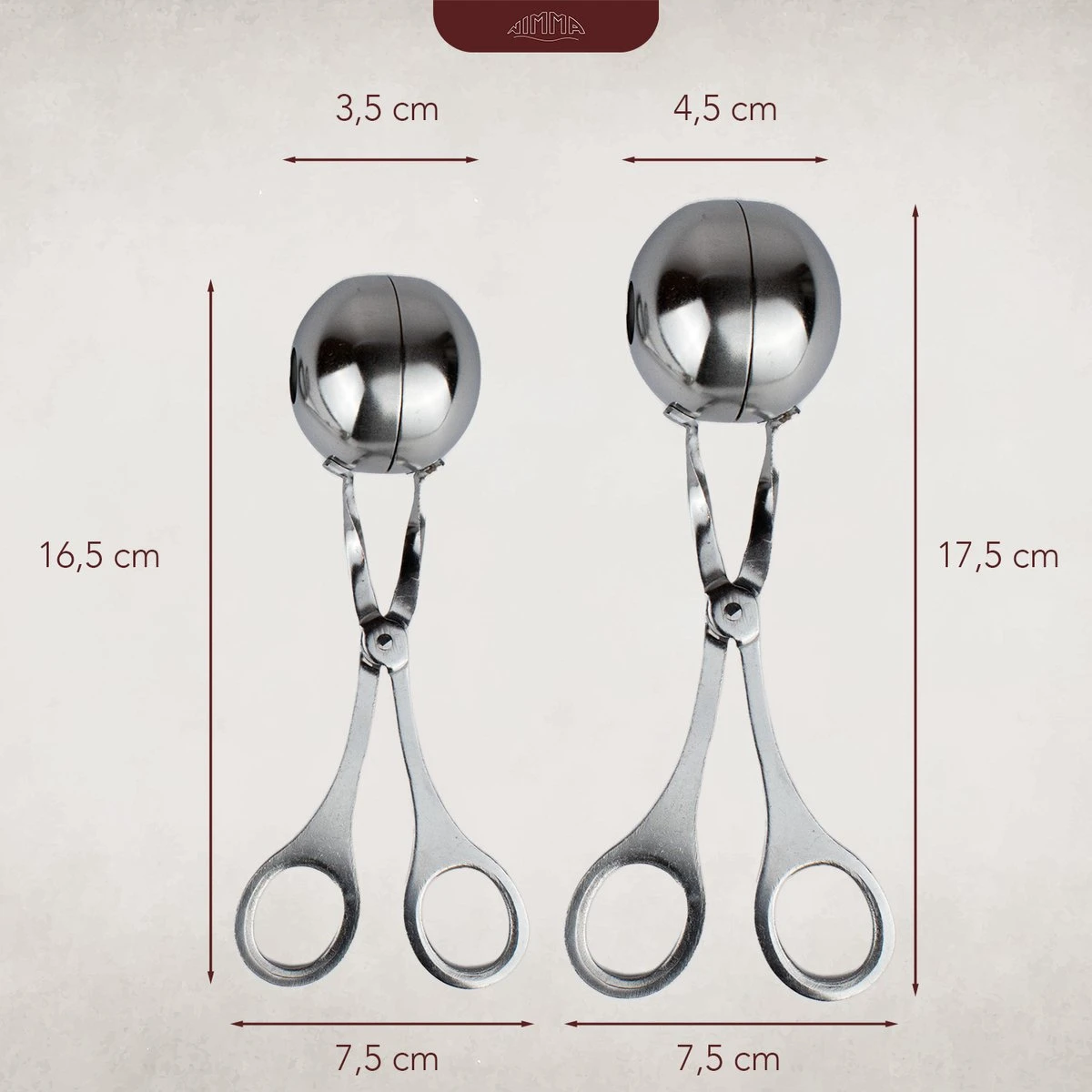 Nimma® Gehaktballen Maker - Set Van 2 - Groot En Klein - Gehaktballen Maker Tang / Lepel - RVS 4 Nimma® Gehaktballen Maker - Set Van 2 - Groot En Klein - Gehaktballen Maker Tang / Lepel - RVS - Afbeelding 4