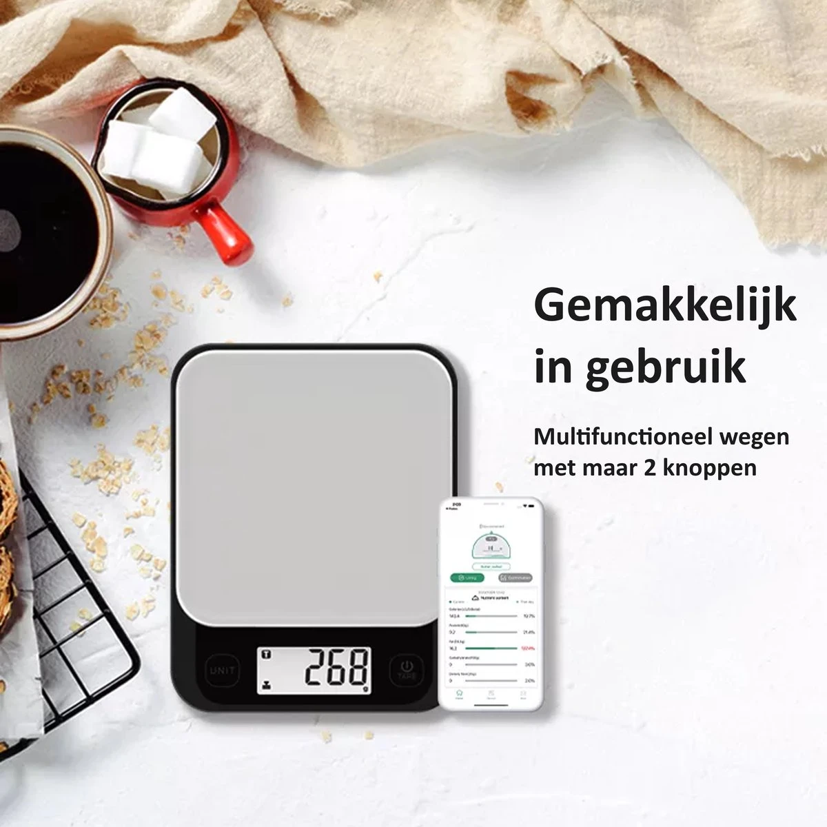 Keukenweegschaal Digitaal - Precisie Keuken Weegschaal - Tot 5 KG 10 Keukenweegschaal Digitaal - Precisie Keuken Weegschaal - Tot 5 KG - Afbeelding 10