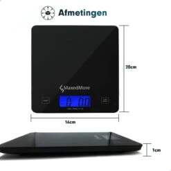 MaxedMore Digitale Keukenweegschaal Met Bluetooth En App - Digitale Precisie Weegschaal Voor Keuken - Tare / Tarra Functie - Weegt Tot 5000 Gram (5kg) - Werkt Op Batterijen - Smart Touch Bediening - Gemaakt Van Gehard Glas Met Antislip -Merkloos Verkoopwinkel 1200x1200 1214