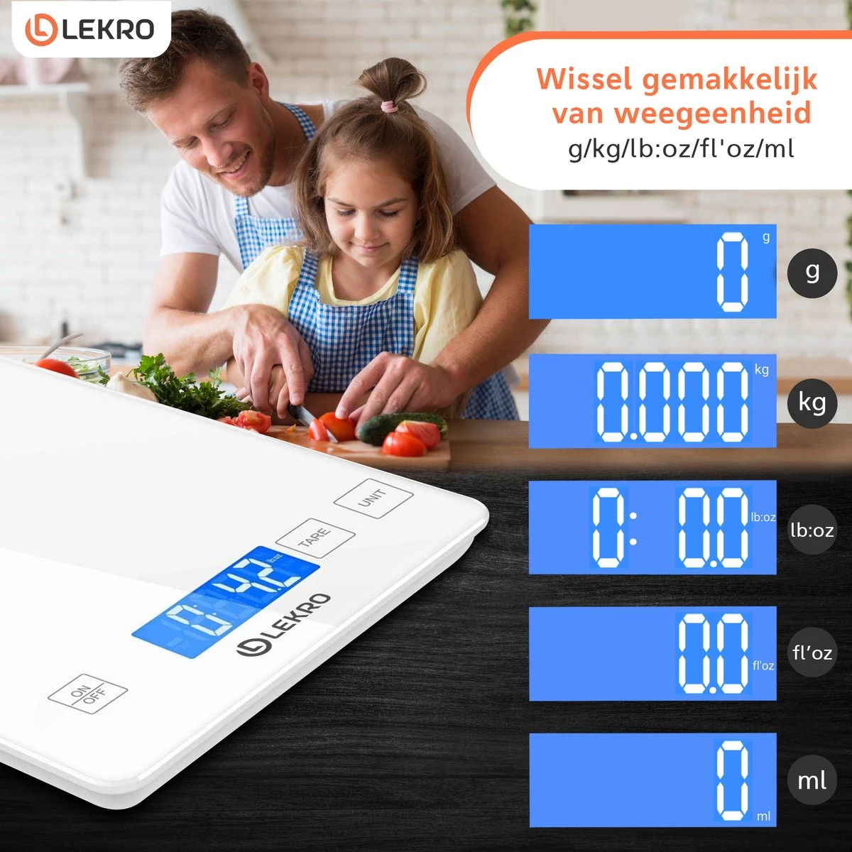 Lekro Digitale Precisie Keukenweegschaal – Weegschaal Keuken - 1gr Tot 15kg – Tarra Functie - Wit 4 Lekro Digitale Precisie Keukenweegschaal – Weegschaal Keuken - 1gr Tot 15kg – Tarra Functie - Wit - Afbeelding 4