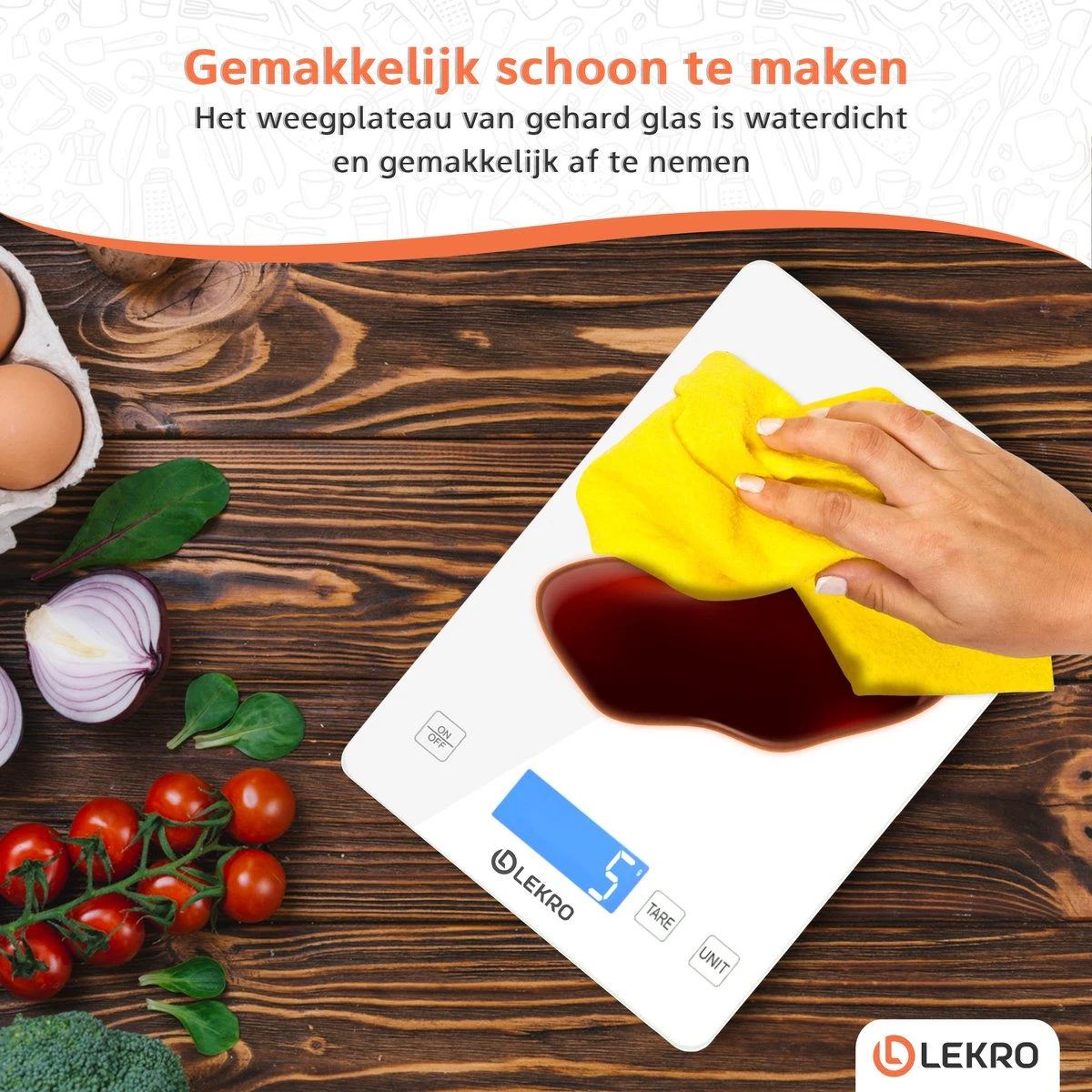 Lekro Digitale Precisie Keukenweegschaal – Weegschaal Keuken - 1gr Tot 15kg – Tarra Functie - Wit 6 Lekro Digitale Precisie Keukenweegschaal – Weegschaal Keuken - 1gr Tot 15kg – Tarra Functie - Wit - Afbeelding 6