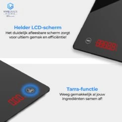 ViveGrace HOME® Digitale Precisie Keukenweegschaal - Met Tarra Functie - Gehard Glas - Incl Batterijen - Zwart -Merkloos Verkoopwinkel 1200x1200 1326