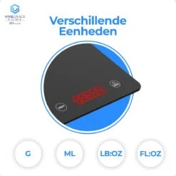ViveGrace HOME® Digitale Precisie Keukenweegschaal - Met Tarra Functie - Gehard Glas - Incl Batterijen - Zwart -Merkloos Verkoopwinkel 1200x1200 1328