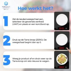 ViveGrace HOME® Digitale Precisie Keukenweegschaal - Met Tarra Functie - Gehard Glas - Incl Batterijen - Zwart -Merkloos Verkoopwinkel 1200x1200 1329