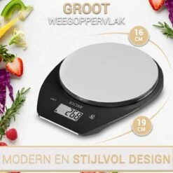 Kicinn Keukenweegschaal - Precisie Weegschaal - Digitale Keuken Weegschaal - 1gr Tot 5kg - Tarra Functie - Inclusief Batterijen - RVS/Zwart -Merkloos Verkoopwinkel 1200x1200 1343