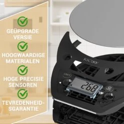 Kicinn Keukenweegschaal - Precisie Weegschaal - Digitale Keuken Weegschaal - 1gr Tot 5kg - Tarra Functie - Inclusief Batterijen - RVS/Zwart -Merkloos Verkoopwinkel 1200x1200 1345