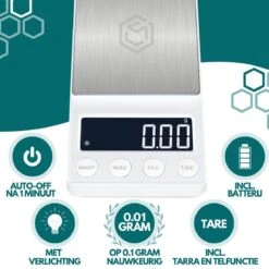 Ease Electronicz Digitale Mini Precisie Keukenweegschaal Wit - 0,01 Tot 200 Gram - 14.2 X 7.5 Cm - Pocket Scale Op Batterij - Weegschaal Keuken -Merkloos Verkoopwinkel 1200x1200 1376