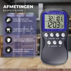 Seidon® Digitale Vleesthermometer Set – BBQ- En Oventhermometer – 0°C Tot 300°C – Kernthermometer Met 1 Sonde – Suikerthermometer - Kookthermometer -Merkloos Verkoopwinkel 1200x1200 1592