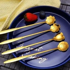 Fako Bijoux® - 8 Lange Lepels Bloem Motief - Latte Macchiato - Longdrink - Cocktail - Dessert - IJs - Koffie - Goud - 8 Stuks - Bewaarzakje -Merkloos Verkoopwinkel 1200x1200 166